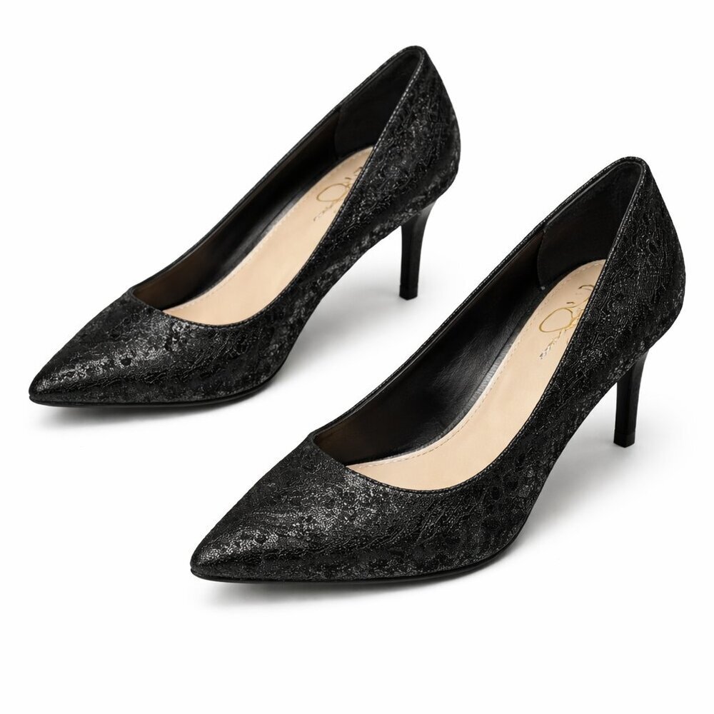Jessica Simpson Carpena Black Lace Pump Heels 8.5M
